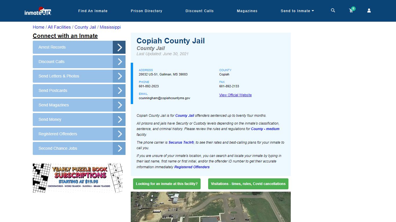 Copiah County Jail - Inmate Locator - Gallman, MS